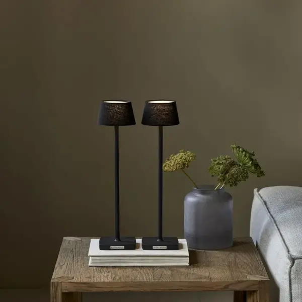 Rivièra-Maison RIVIÈRA MAISON Lampe à poser Luminee Linen USB, noire