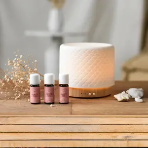 Mozzin diffuser Buba - Bamboe en Porselein Aromatherapie Apparaat met Instelbare Verlichting - Automatische Uitschakeling - Fluisterstil !