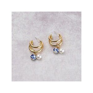 Boucles d'oreilles Perle - Fleur - Doré