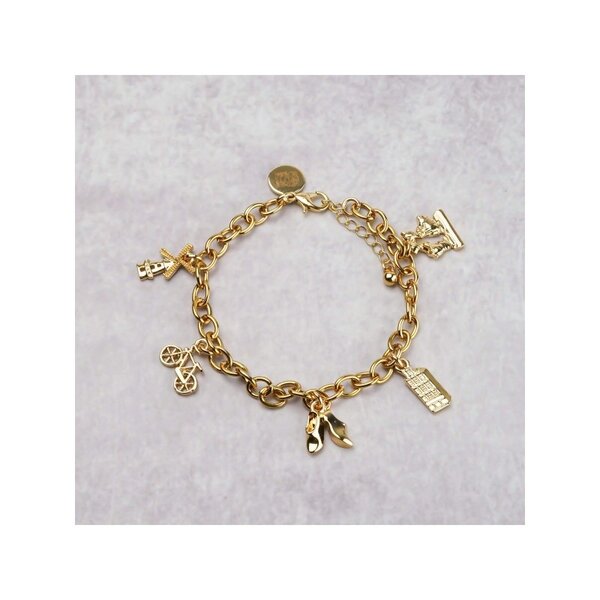 Heinen Delftsblauw  HEINEN DELFTSBLAUW - Bracelet charms hollandais - Or - 18-22 cm - A465