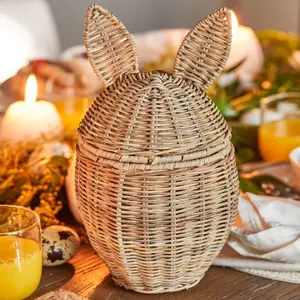 Rustic Rattan Easter Rabbit Basket