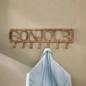 Rustic Rattan Bonjour Coat Rack
