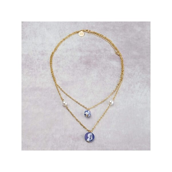 Heinen Delftsblauw  HEINEN DELFT BLAU - Halskette Mädchen mit der Perle - Gold - Keramik - A461