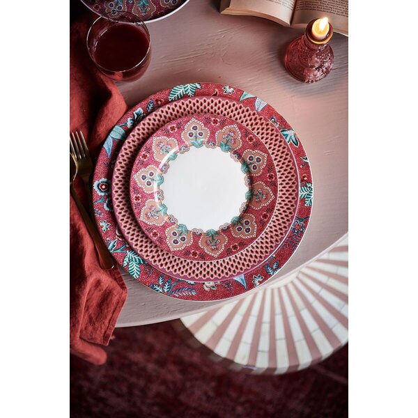 PIP Studio PIP-Studio - Plate Flower Festival Deco Dark Pink 21cm - 51.001.295