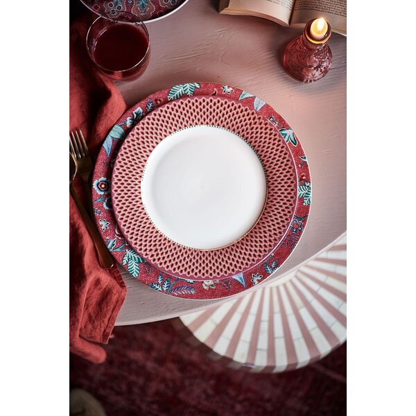 PIP Studio PIP-Studio - Plate Flower Festival Scallop Dark Pink 26.5cm - 51.001.296
