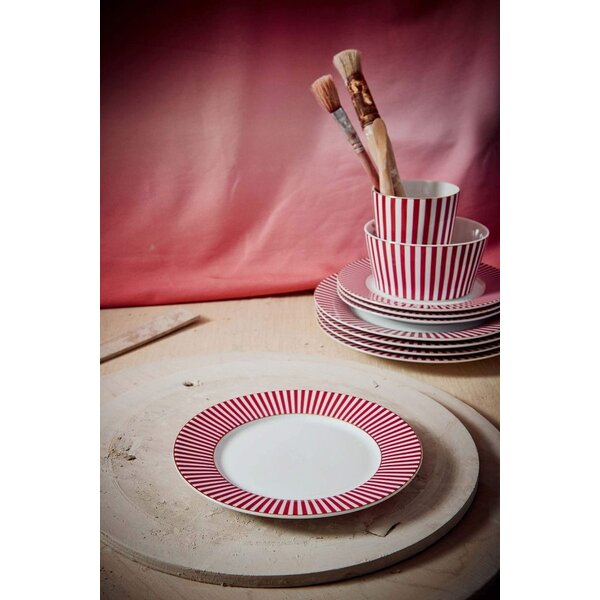 PIP Studio PIP Studio - Plate Royal Stripes Dark Pink 17cm - 51.001.344