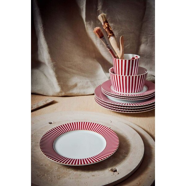 PIP Studio PIP Studio - Plate Royal Stripes Dark Pink 17cm - 51.001.344