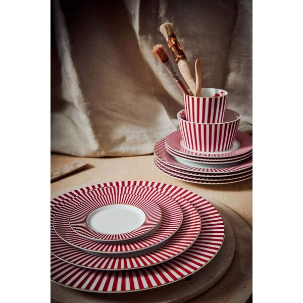 PIP Studio PIP-Studio - Plate Royal Stripes Dark Pink 21cm - 51.001.345