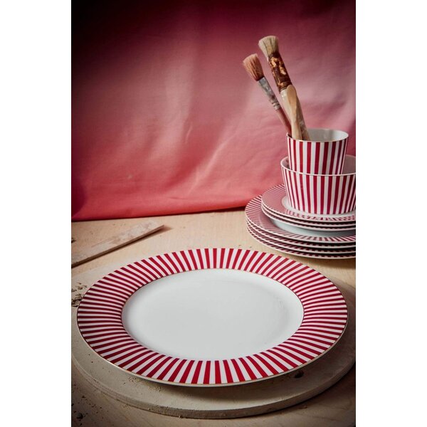 PIP Studio PIP-Studio - Plate Royal Stripes Dark Pink 26.5cm - 51.001.347