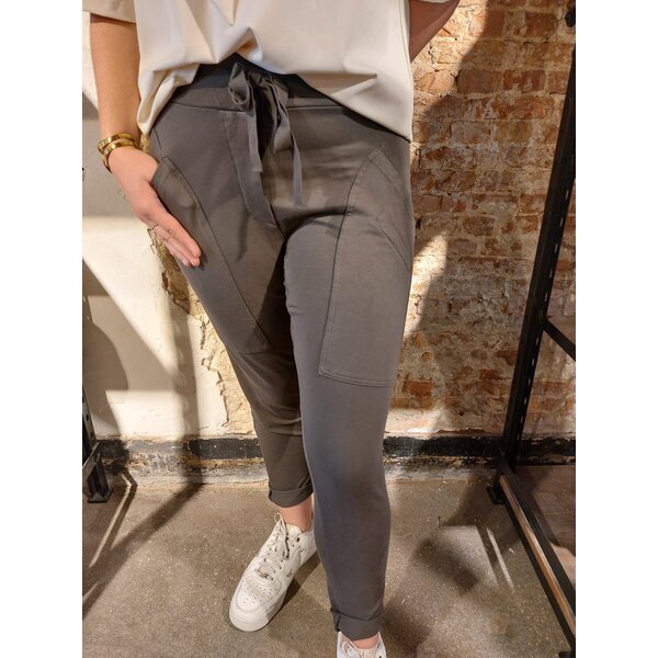 WENDY TRENDY WENDY TRENDY - Jogging Broek met opgestikte zakken - Khaki Bruin 357 - 68139D