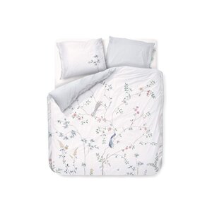 Parure de couette blanche à fleurs de bambou