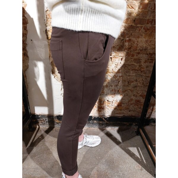 WENDY TRENDY WENDY TRENDY - Jogging Broek met steekzakken - Choco - 340 - 66055D