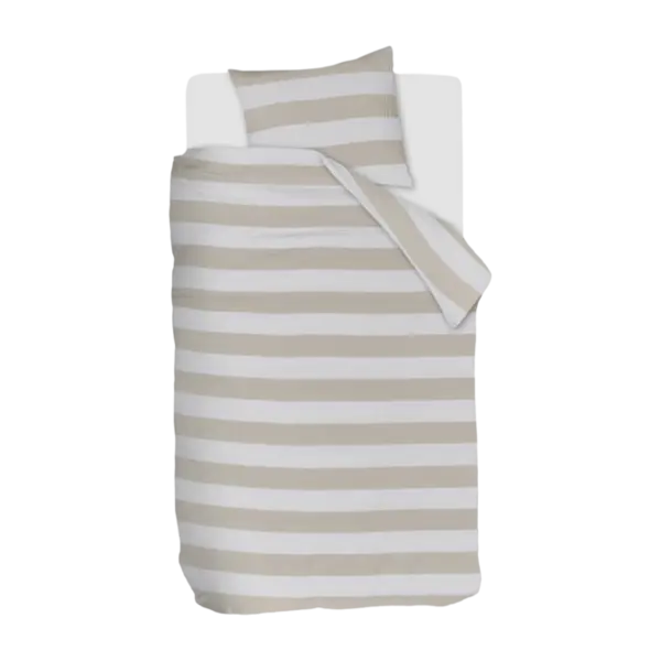 RIVIÈRA MAISON Rivièra Maison Striped Sand Dekbedovertrek – 100% Mousseline Katoen – Strijkvrij