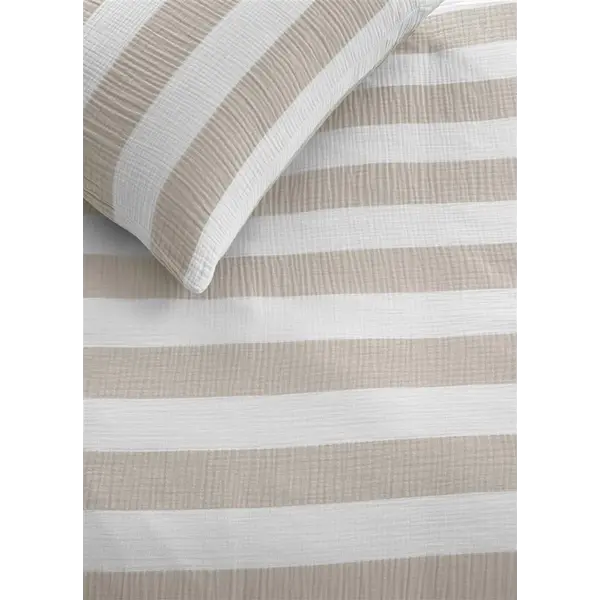 RIVIÈRA MAISON Rivièra Maison Striped Sand Dekbedovertrek – 100% Mousseline Katoen – Strijkvrij