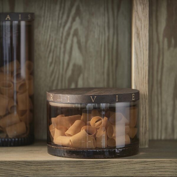 RIVIÈRA MAISON Rivièra Maison Sardis Storage Jar Wide – Glazen Voorraadpot met Houten Deksel