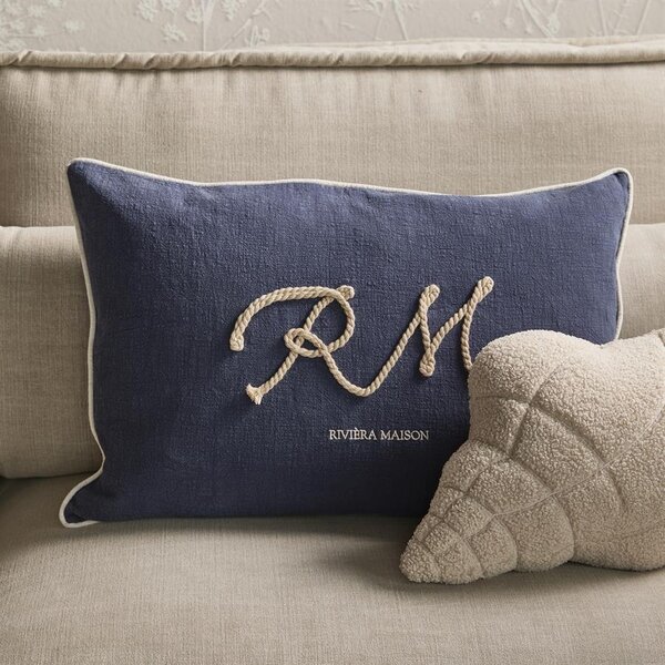 RIVIÈRA MAISON Rivièra Maison Coastal Cord Pillow 65x45 cm – Navy Dekokissen mit Logo