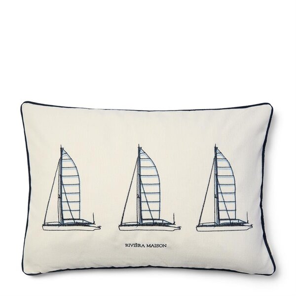 RIVIÈRA MAISON Rivièra Maison Sail Point Pillow 65x45 cm – Crème Sierkussen met Catamarans