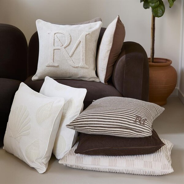 RIVIÈRA MAISON Rivièra Maison RM Lunessa Kissen 50x50 cm – Beige Dekokissen mit 3D-Logo