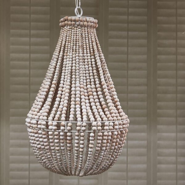 RIVIÈRA MAISON Rivièra Maison Bologna Hängelampe – Perlen-Kronleuchter Mangoholz – Ø 53 cm