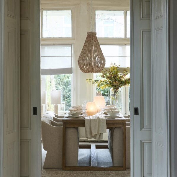 RIVIÈRA MAISON Rivièra Maison Suspension Bologna – Lustre en perles de bois blanc – Ø 53 cm