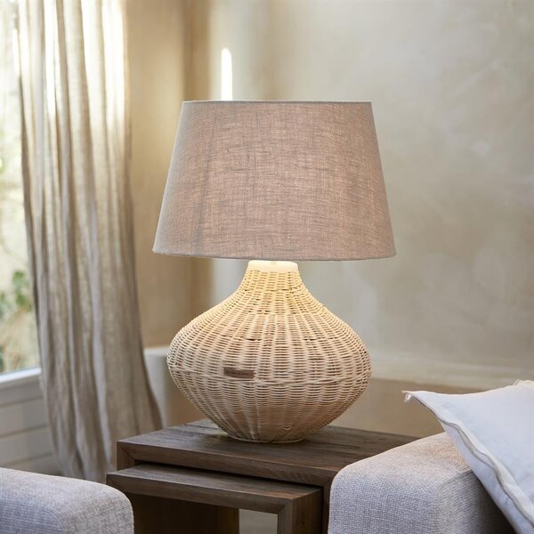 RIVIÈRA MAISON Rivièra Maison Lampe de Table Novi – Pied de Lampe en Rotin Fait Main – Ø 45 cm