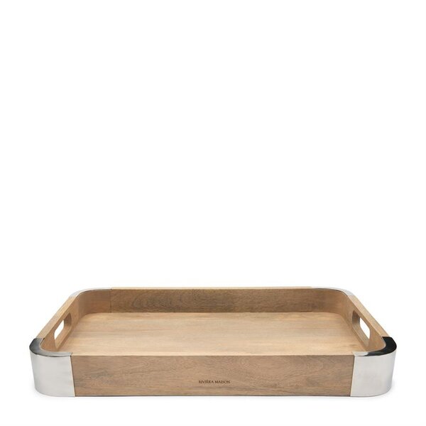 RIVIÈRA MAISON Rivièra Maison Bellwood Tray 60x40 cm – Mangohouten Dienblad met Aluminium