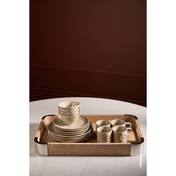 RIVIÈRA MAISON Rivièra Maison Plateau Bellwood 60x40 cm – Plateau en Bois de Manguier et Aluminium