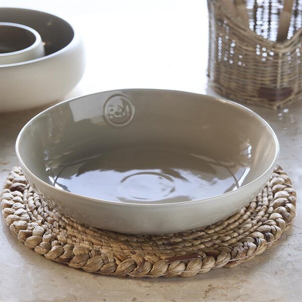 RIVIÈRA MAISON Rivièra Maison Portofino Serving Bowl Flax – Grote Serveerschaal Steengoed – Ø 32 cm