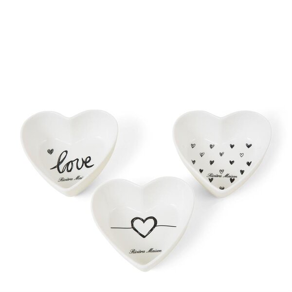 RIVIÈRA MAISON Rivièra Maison Lovely Heart Bowls 3 pcs – Handbeschilderde Porseleinen Hartjesschaaltjes