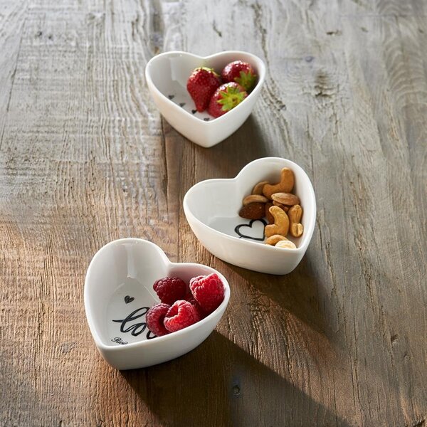 RIVIÈRA MAISON Rivièra Maison Lovely Heart Bowls 3 pcs – Handbeschilderde Porseleinen Hartjesschaaltjes