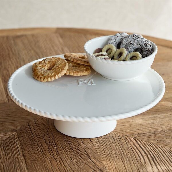 RIVIÈRA MAISON Rivièra Maison Elegant Twist Cake Stand – Présentoir à Gâteau en Porcelaine – Ø 33 cm