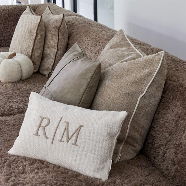 RIVIÈRA MAISON Rivièra Maison Housse de Coussin RM Monogram Aveiro 60x60 cm – Beige Luxe