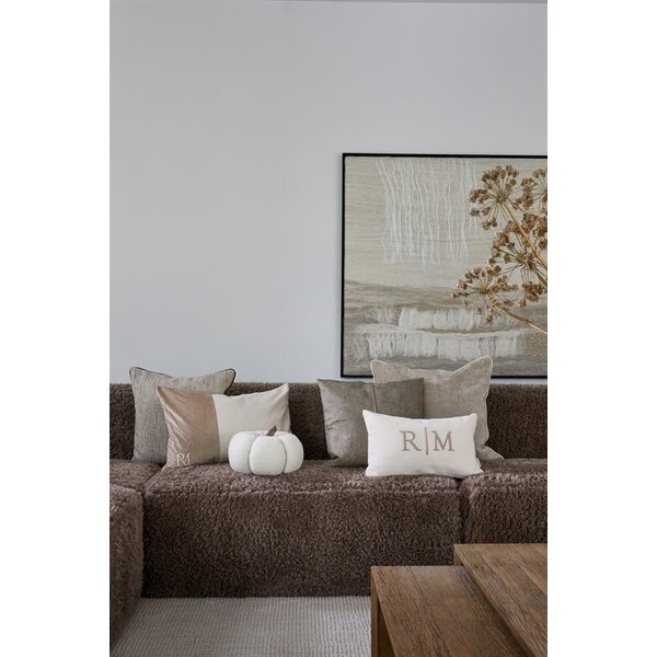 RIVIÈRA MAISON Rivièra Maison RM Monogram Aveiro Kissenhülle 60x60 cm – Luxus Deko-Kissen Flax