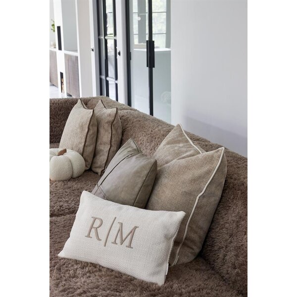 RIVIÈRA MAISON Rivièra Maison RM Monogram Aveiro Pillow 60x60 cm – Luxe Beige Kussenhoes