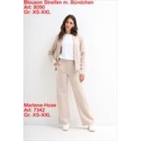 ESVIVID Blouson Jacke Wollweiß mit Beige Streifen – Stylische Damenjacke – Gr. XS bis XXL