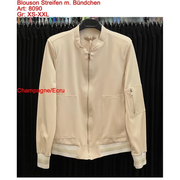 ESVIVID Veste Blouson Champagne avec Rayures Écru – Bombardier Chic – Tailles XS à XXL