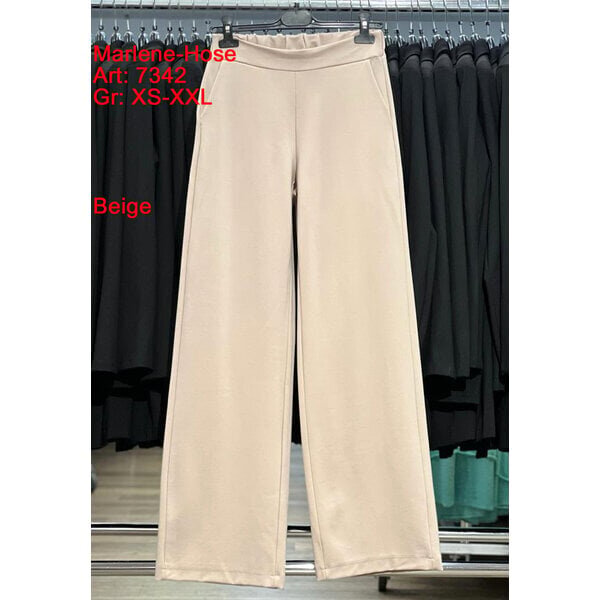 ESVIVID Pantalon Marlene Beige – Pantalon Large Stretch – Tailles XS à XXL