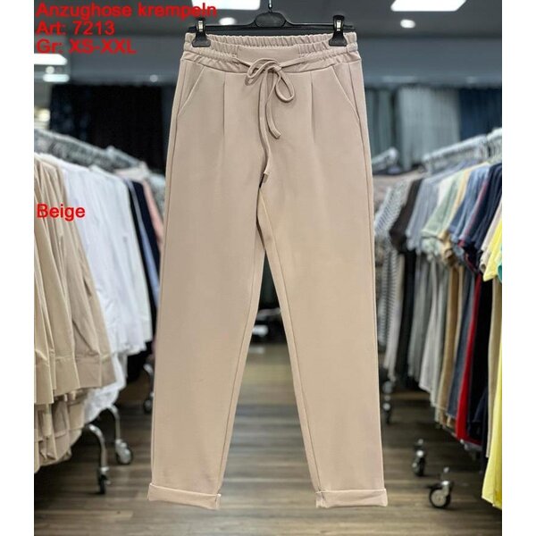 ESVIVID UNI Hose Krempeln Beige – Bestseller Stretch-Hose – Gr. XS bis XXL