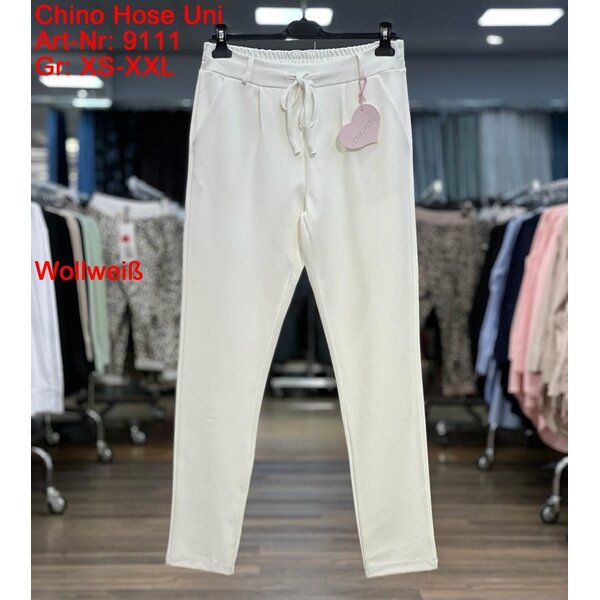ESVIVID Chino Hose Uni Wollweiß – Bequeme Stretch-Chino – Gr. XS bis XXL