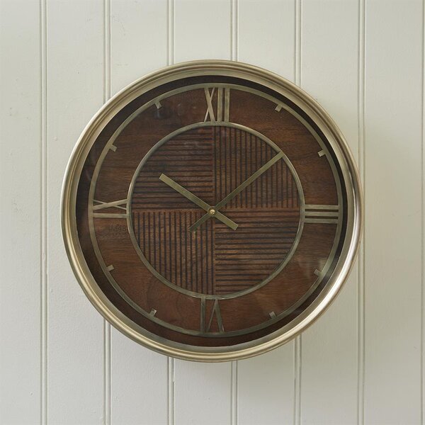 RIVIÈRA MAISON Rivièra Maison Horloge Murale Sebastiaan – Horloge Classique en Bois de Manguier – Ø 46 cm