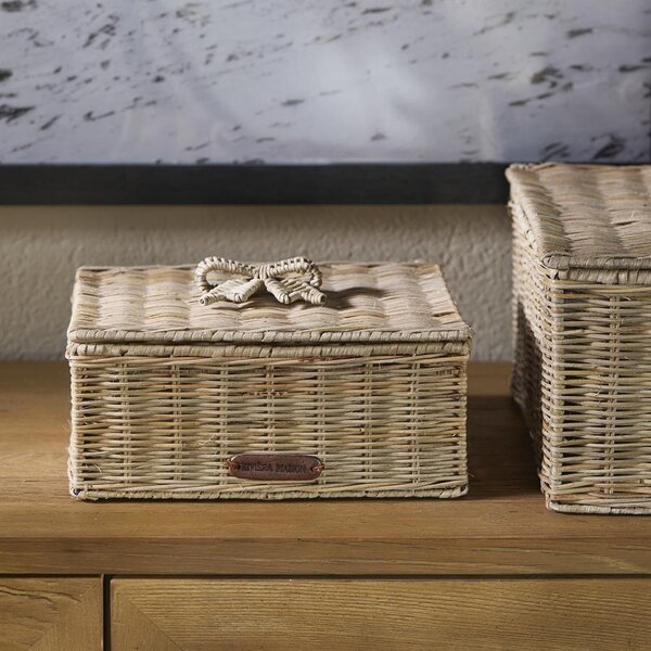 RIVIÈRA MAISON Rivièra Maison Rustic Rattan Bow Storage Box M – Handgevlochten Rotan Opbergdoos