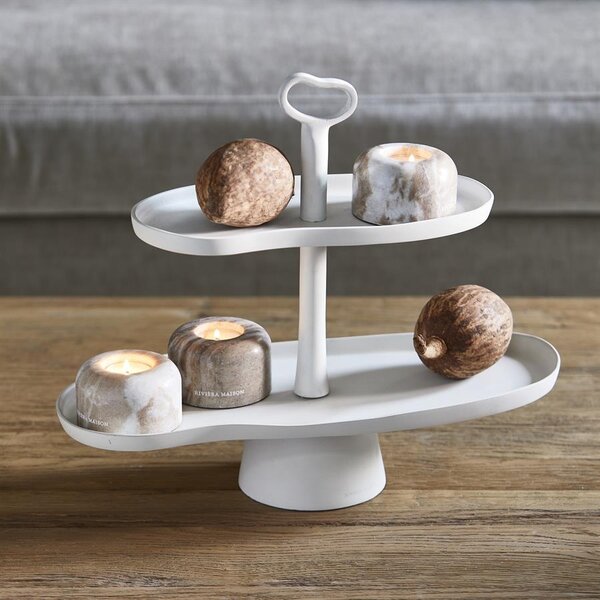 RIVIÈRA MAISON Rivièra Maison Étagère Harlem Blanc – Étagère de Luxe en Aluminium – 45x22x48 cm