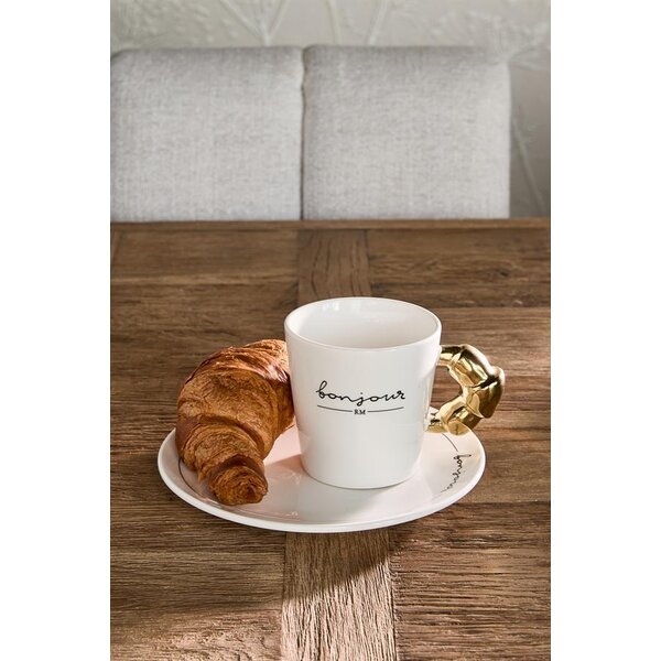 RIVIÈRA MAISON Rivièra Maison Assiette à Déjeuner Bonjour – Assiette de Luxe en Porcelaine – Ø 20,5 cm