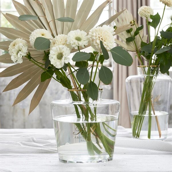 RIVIÈRA MAISON Rivièra Maison RM Classic Club Bouquet Vase – Luxe Mondgeblazen Vaas met Gouden Rand – Ø 24 cm