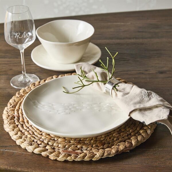 RIVIÈRA MAISON Rivièra Maison Assiette Portofino Mare – Assiette Plate de Luxe en Céramique Blanche – Ø 27 cm