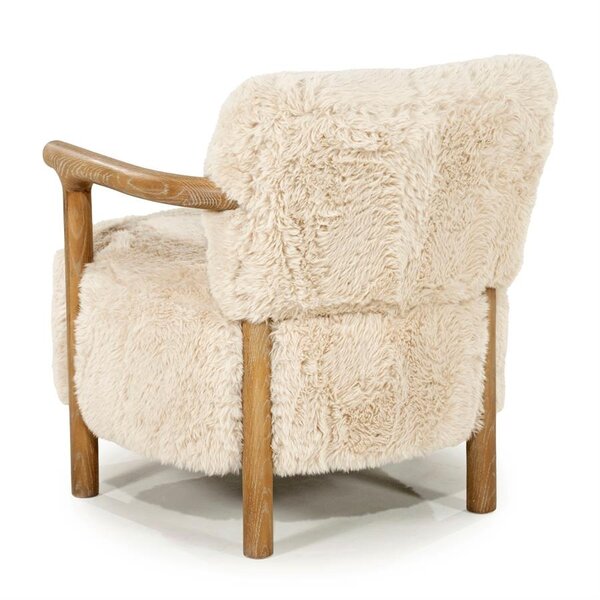 RIVIÈRA MAISON Rivièra Maison Glenn Armchair Cloud Fur – Luxe Teddy Loungefauteuil met Essenhout – 72x73x76.5 cm