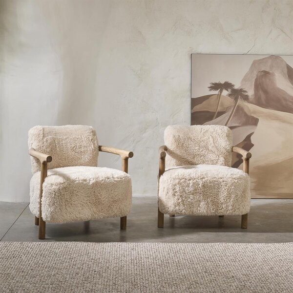 RIVIÈRA MAISON Rivièra Maison Glenn Armchair Cloud Fur – Exklusiver Teddy-Lounge-Sessel mit Eschenholz – 72x73x76.5 cm