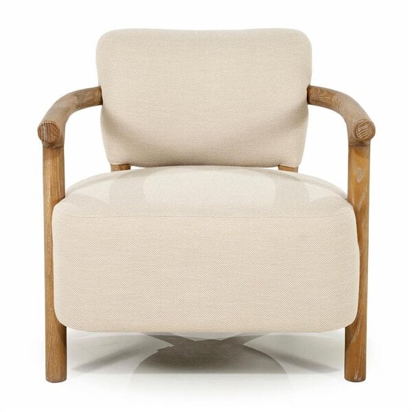 RIVIÈRA MAISON Rivièra Maison Glenn Armchair Herringbone Beige – Exklusiver Fischgrät-Lounge-Sessel mit Eschenholz – 72x73x76.5 cm
