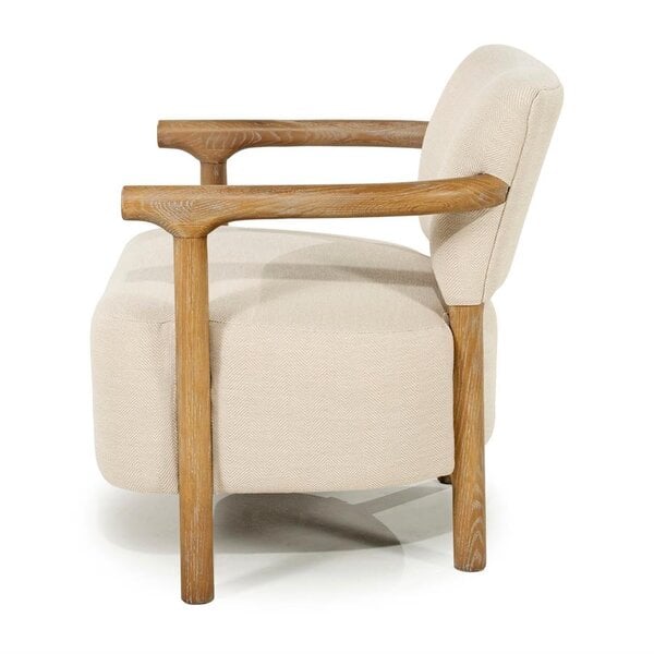 RIVIÈRA MAISON Rivièra Maison Glenn Armchair Herringbone Beige – Exklusiver Fischgrät-Lounge-Sessel mit Eschenholz – 72x73x76.5 cm