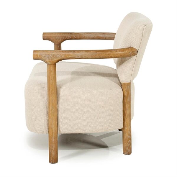 RIVIÈRA MAISON Rivièra Maison Glenn Armchair Herringbone Beige – Luxe Visgraat Loungefauteuil met Essenhout – 72x73x76.5 cm